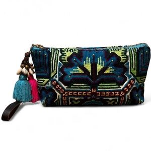 JADETRIBE- Eliz Embroidered Neon Puka Small Clutch- multicolored